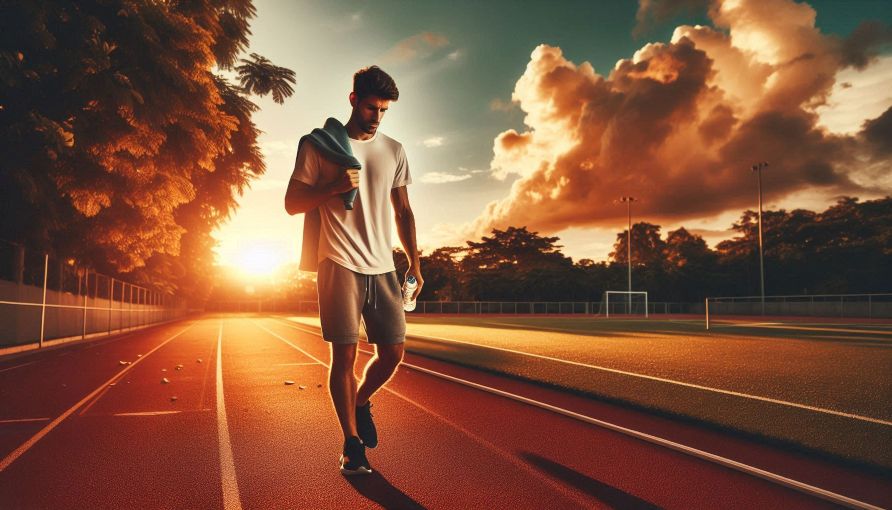 athlete cooling down in track field
